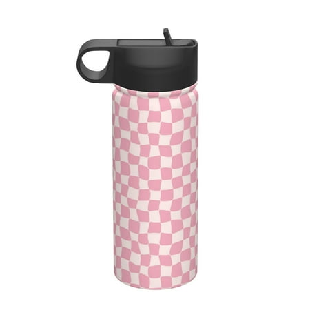 

Adobk Irregular Plaid Print Water Bottle 18oz Sports Insulated Kettle for Cycling Gym Basketball Outdoor Suitable as a Present