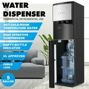 Bottom Loading 5 Gallon Water Cooler Dispenser Hot/Cold/Room 3 Temperature Compressor Cooling with Child Safety Lock(Silver,Black)