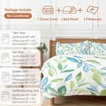 thumbnail image 6 of Green Blue Leaf Bedding Duvet Cover Set Queen Size 4 Pieces Watercolor Eucalyptus Leaves Fall Bedding Set with Zipper Closure, 1 Comforter Cover 90x92 Inches 1 Flat Sheet & 2 Pillow Cases, 6 of 7