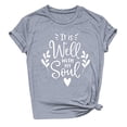 thumbnail image 1 of Gibobby Playera Manga Corta para Mujer Mujeres manga corta O-cuello Casual Tops blusa camiseta(Gris,XL), 1 of 3