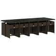 thumbnail image 3 of vidaXL 11 Piece Patio Dining Set with Cushions Brown Poly Rattan, 3 of 9