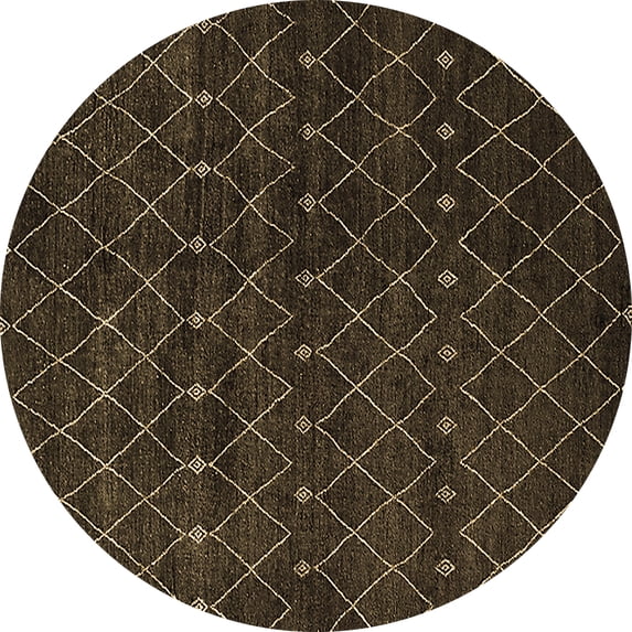 Ahgly Company Indoor Round Oriental Brown Industrial Area Rugs, 5' Round