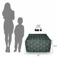 thumbnail image 3 of Geometric Rectangle Pouf, Illustration of Repetitive Irregularly Triangular Shaped Motifs, Under Desk Foot Stool for Living Room Office Ottoman with Cover, 25", Dark Teal and Multicolor, by Ambesonne, 3 of 4