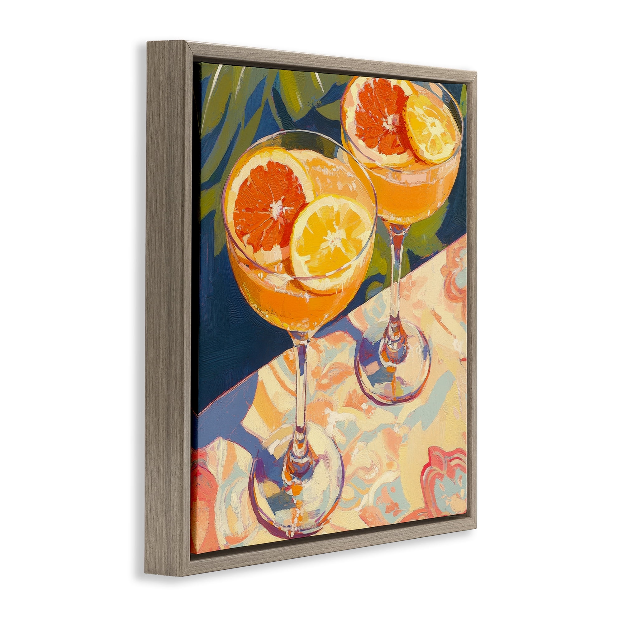 Stupell Industries Fruity Summer Cocktails Brown Framed Floater Canvas Wall Art, design by Petal Prints Design