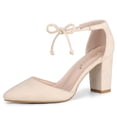 thumbnail image 1 of Unique Bargains Women's Ankle Tie Block Heel Pointed Toe Dress Pumps, 1 of 7