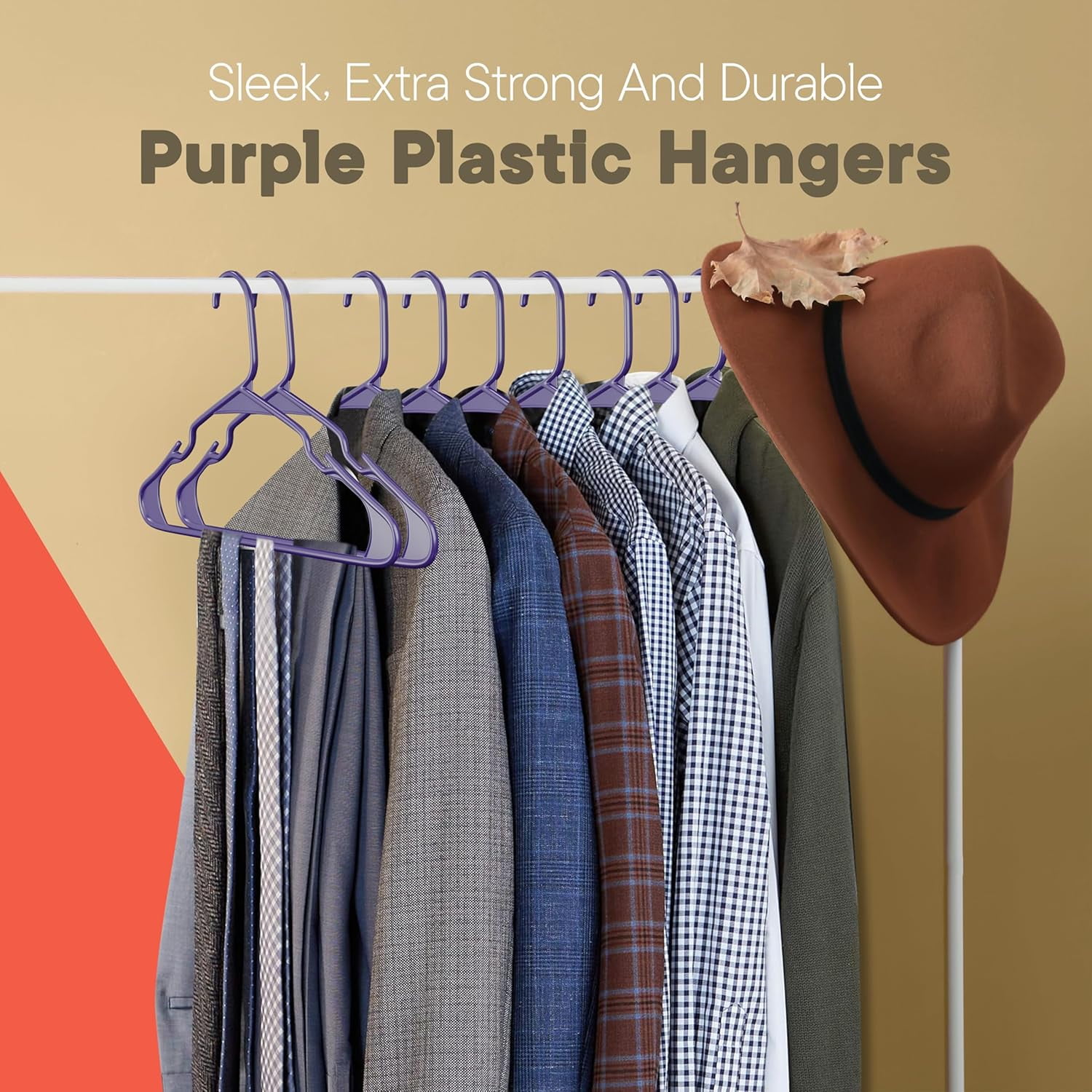 Purple Plastic hangers 120 Pack– Heavy-Duty Plastic Hangers Slim and Space-Saving Hangers, Durable & Lightweight Hangers with Non-Slip Shoulder Notches for Slip Dresses, Suits, Jackets & Camisoles
