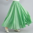 thumbnail image 4 of Yindaity Women's Girls Elastic Waist Long Flowy Bohemian Cotton Casual Maxi Skirt for Summer Beach Holiday Mint Green,One Size, 4 of 5