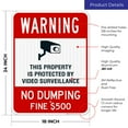 thumbnail image 3 of No Dumping Sign, Video Surveillance Sign, No Dumping Fine $500 Sign,, 3 of 8