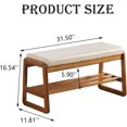 thumbnail image 2 of Shoe Bench, Solid Wood Shoe Bench with Cushion, 2 Tier Shoe Storage Bench for Entryway, Hallway, Living Room(Beige,31.50''L), 2 of 14