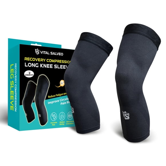 Vital Salveo-Sports and Outdoor Compression Long Knee Sleeves Support- Germanium Recovery Running, Basketball (1 Pair) XX-Large