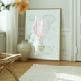 thumbnail image 6 of Pink Hot Air Balloon, Bunny, Forest Animals, Woodland Animals, Girl Nursery - Illustration Hot Air Balloon Animal Watercolor Whimsical Pastel Stars Oak Framed Wall Art Print 12 x 16 inches, 6 of 12
