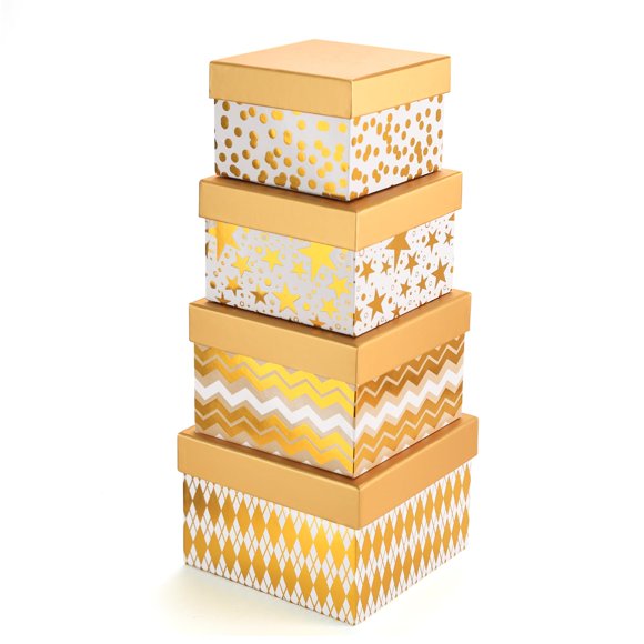 Juego de cajas de regalo Nesting PAPER FAIR Christmas con tapa, 4 unidades