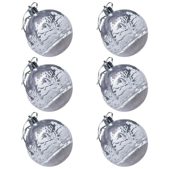 12PCS Clear White Christmas Ball Ornaments Sets 2.36Inch Christmas Craft Snowball Hanging Ornaments Pendants Transparent Xmas Home Indoor Outdoor Holiday Wedding Party Decoration