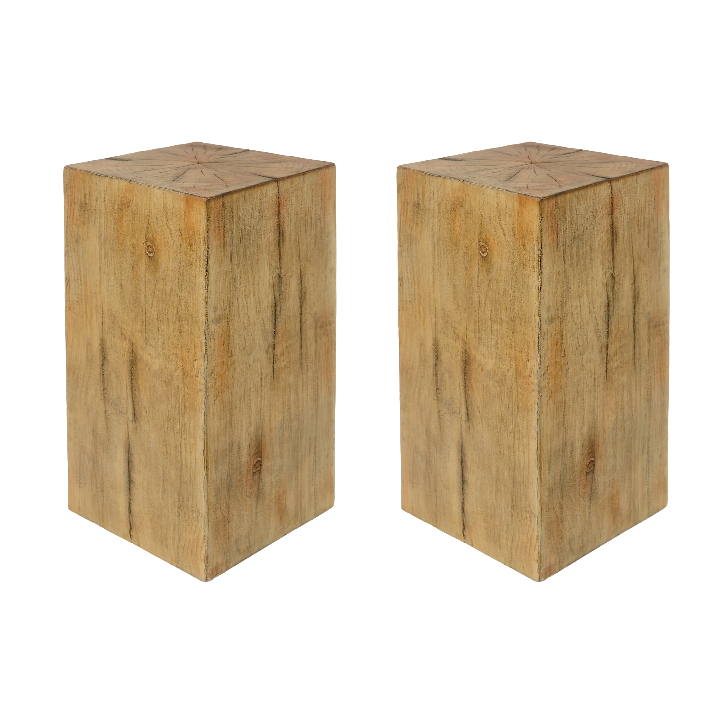 Square-Column End Table, Wood-Look Table for Indoor Outdoor Use, Natural Color
