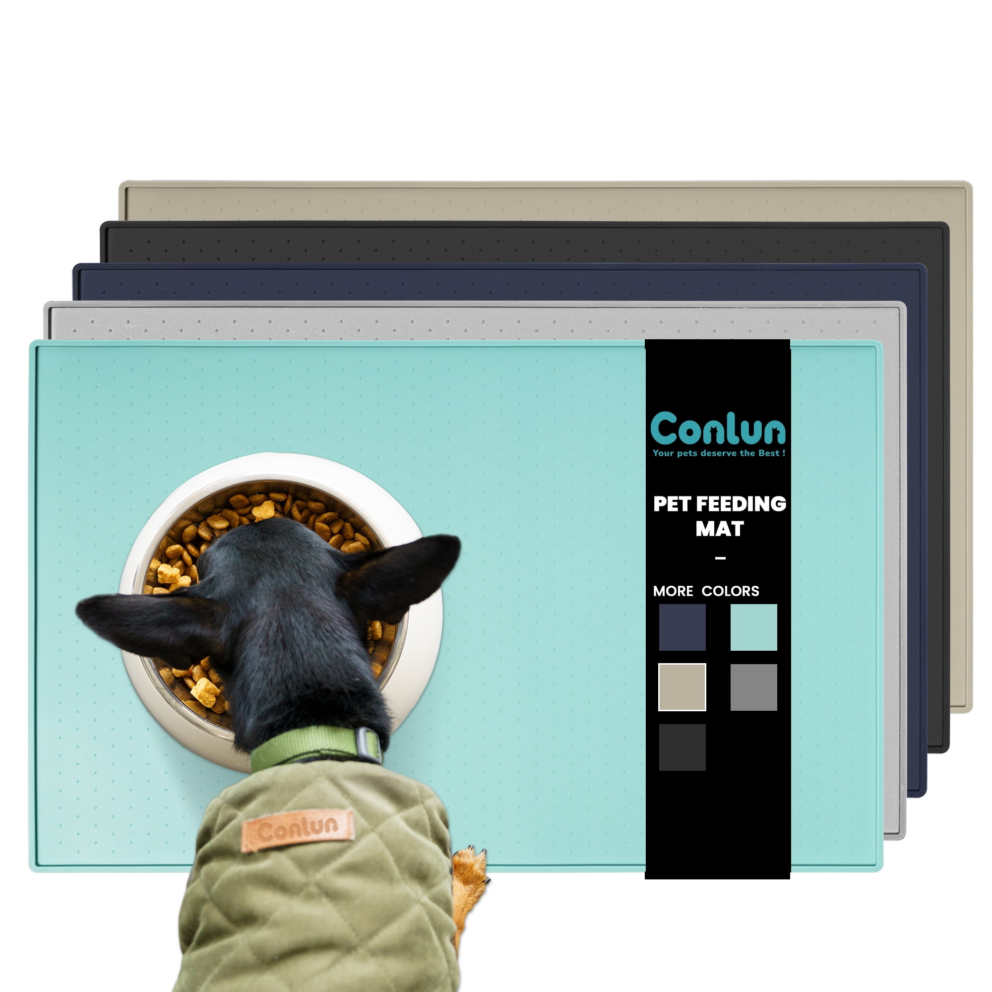 Conlun Silicone Dog Food Mat, Waterproof Pet Feeding Mat for Dog and