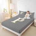 thumbnail image 4 of Erosebridal Kids Initial P Queen Sheet Sets, Fashion Stripe Bed Set, 4pcs, 4 of 5