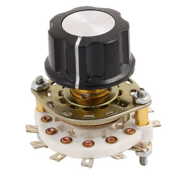 KCX 2 Pole 5 Position 12 Terminal Band Channel Rotary Switch Selector Round Cap