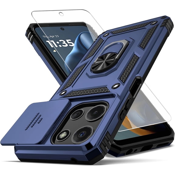 HCTian for Moto G 2026/ Moto G 2025/ Moto G Play 2026 Case,with Camera Lens Cover HD Screen Protector,[Military Grade] Car Mount Kickstand Shockproof Protective Case for Motorola G 2026