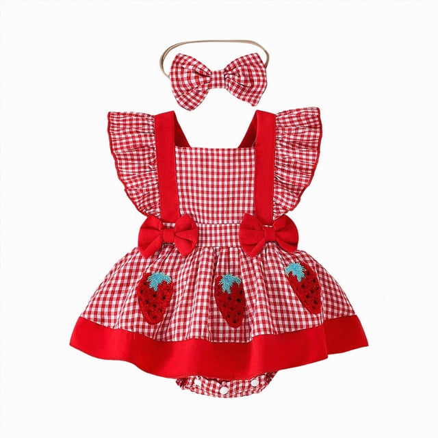 NIEWTR Combinaisons pour Bébé Fille Chic Détail à Volants Barboteuse Sans Manches en Viscose Justaucorps pour Nourrisson Combinaison Décontractée pour Nouveau-Né (Rouge, 0-3 Mois)
