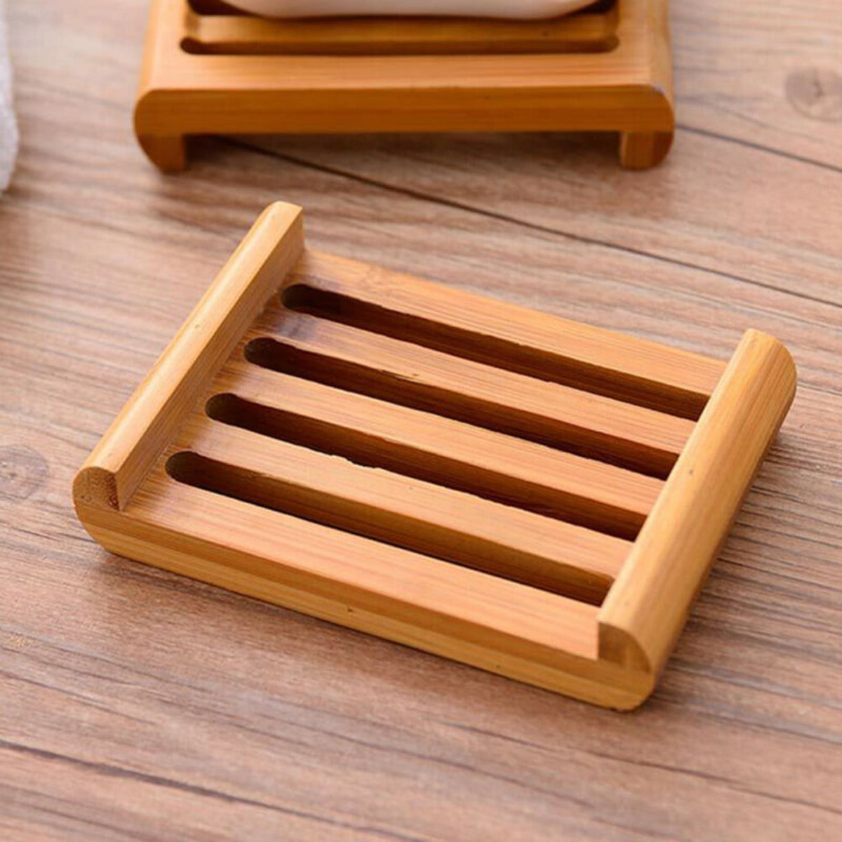 Natural Wood Wooden Soap Dish Storage Tray Holder Bath Shower Plate Bathroom Use