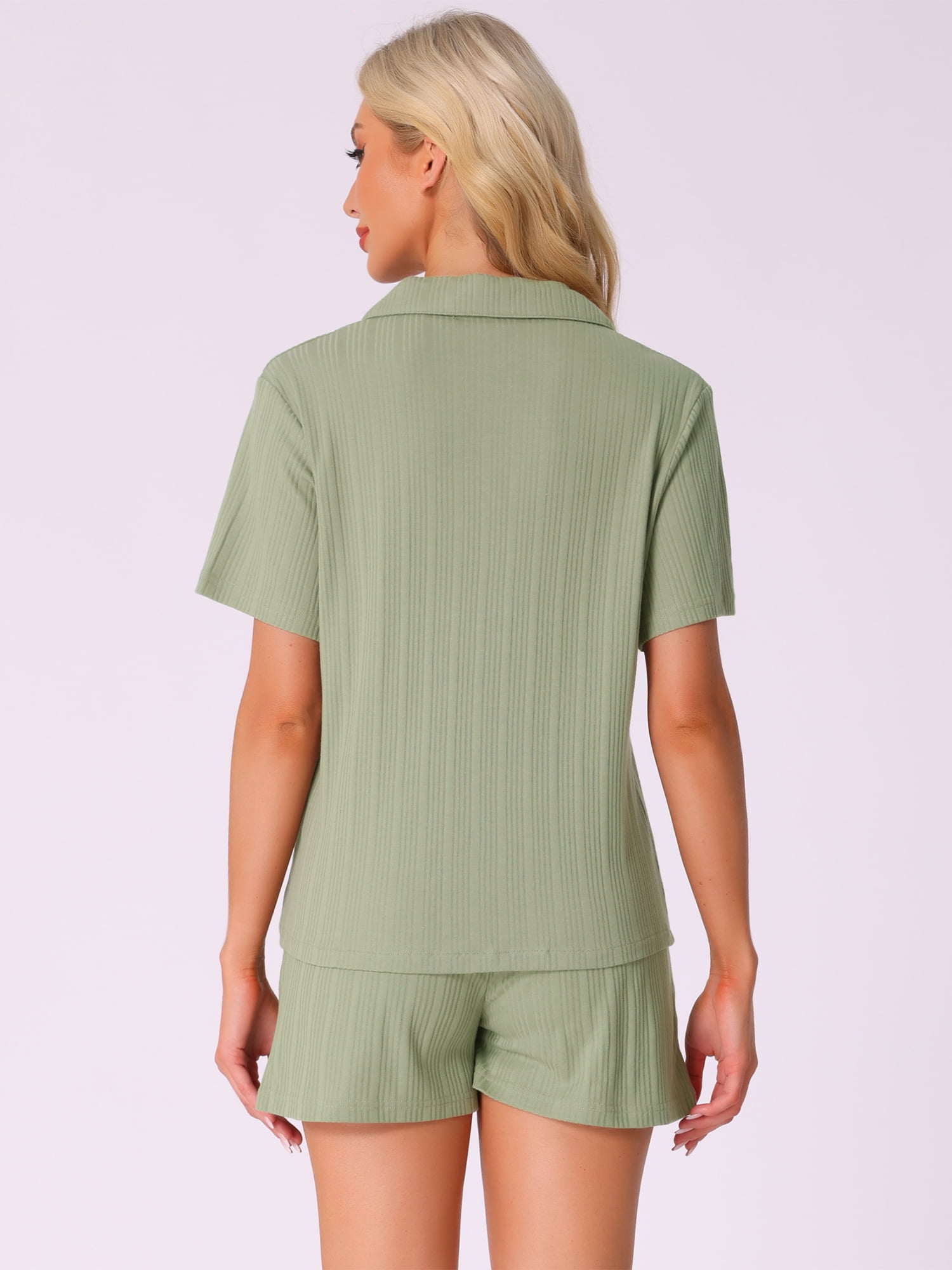 DARING DIVA Pajamas Set 100% Cotton Button Down Notch Collar Sleepwear XL Green