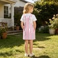 thumbnail image 7 of Curuila Children Girls Suspender Dress With Pocket Striped Print Square Neck Sleeveless Summer Comfort Casual Dresses Pink Size 12-13 Years, 7 of 7