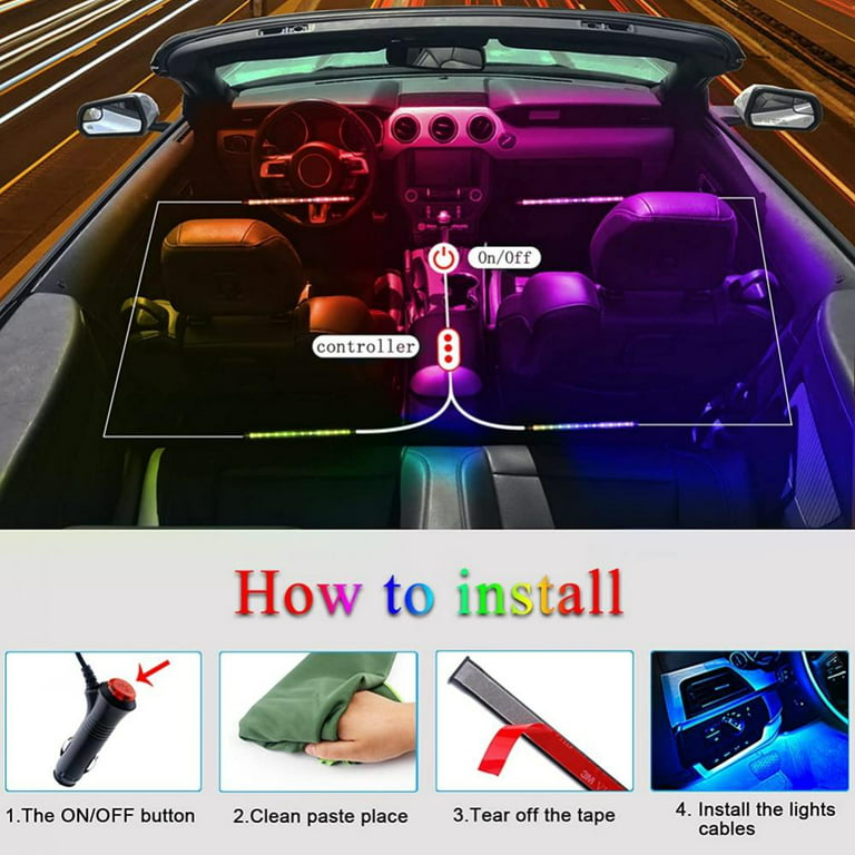 Hovano Car LED Lights, App Control with Smart Car Interior Lights, DIY  Mode, Music Mode, RGB Inside Car Lights, 48 LEDs Lights for Car with USB  Port