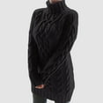 thumbnail image 2 of FEIFLY Women Long Sleeve Turtleneck Winter High Waist Slim Sweater Dress Pullover Jumper Classic Female Knitwear, 2 of 5