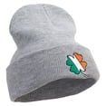 thumbnail image 4 of Irish Clover Embroidered 12 Inch Long Knitted Beanie - Heather Grey OSFM, 4 of 5