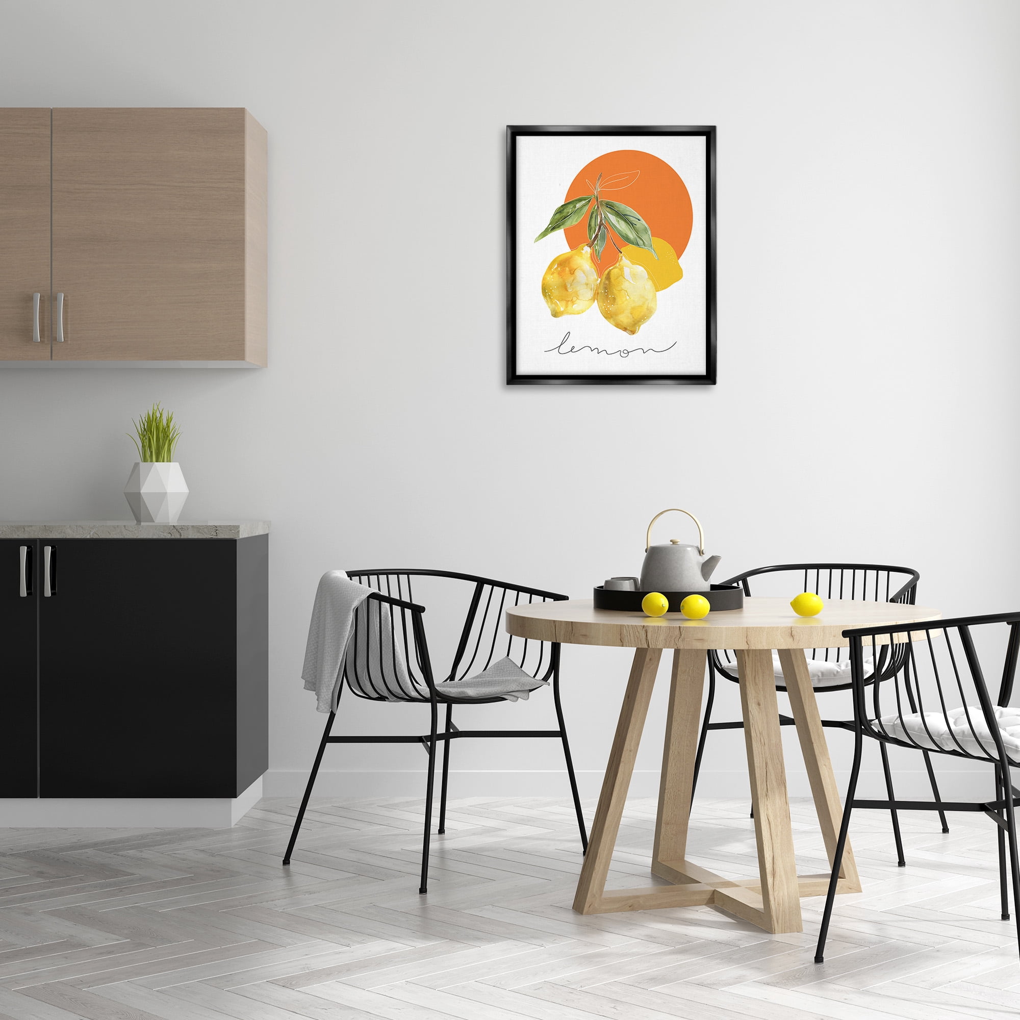 Stupell Industries Modern Lemons Branch Food & Beverage Painting Black Floater Framed Canvas Art Print Wall Art, 25 x 31