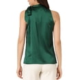 thumbnail image 3 of Unique Bargains Women's Elegant Sleeveless Bow Tie Neck Solid Work Blouse Tops XL Green, 3 of 6