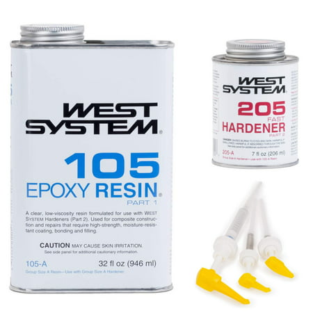 West System 105 Epoxy Resin with 205 Fast Epoxy Hardener and 300 Mini Pumps