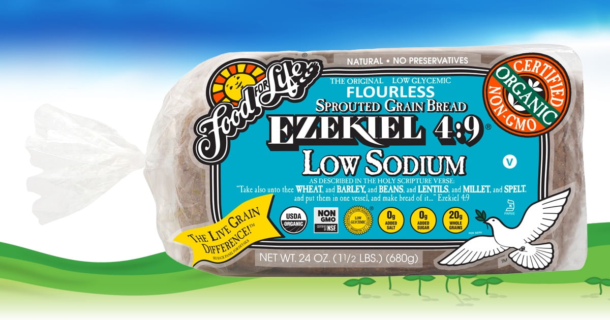 Picture of Ezekiel 4:9 sprouted grain bread, which is labeled "flourless", yet below you see it contains wheat, barley and spelt