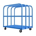 thumbnail image 4 of 2000LBS Heavy Duty Folding Platform Truck-Side Handrails-37x24 Inch Flatbed Computer Tower Cart-5" 360° Swivel Wheels-Blue | Two Brake Wheels+Two Global Wheels, 4 of 7