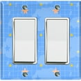 thumbnail image 1 of Metal Light Switch Wall Plate Outlet Cover (Sky Cloud Stars Rain Drops Check Pattern - Double Rocker), 1 of 2