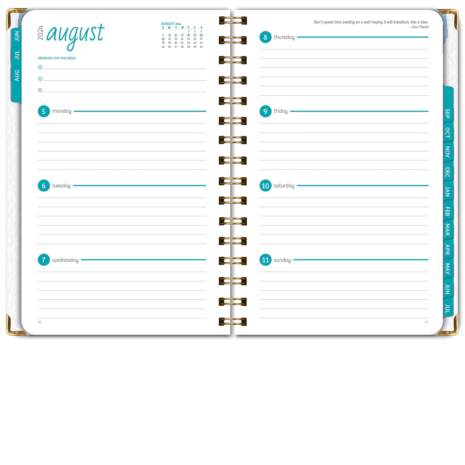 Global Printed Products Academic Planner 2024-2025 and 11" x 17" Desk Calendar Bundle, Desk Calendar 2024 Planner, Hardcover Fashion Planner, Watercolor Butterflies
