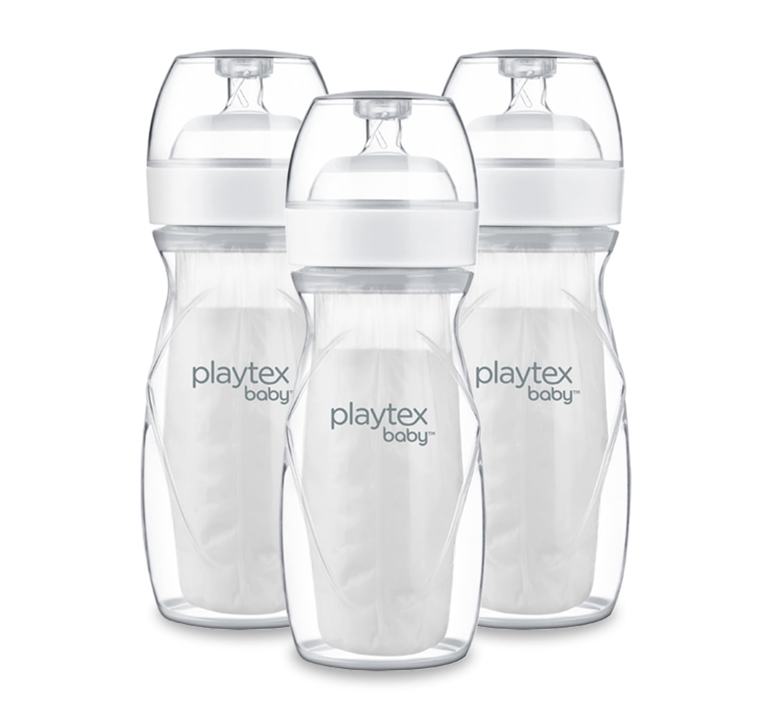 New Playtex Drop-Ins Nurser Baby Bottles 8 OZ Slow Flow Nipples 6 Total 