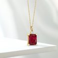 thumbnail image 5 of Gem Stone King 18K Yellow Gold Plated Silver Red Created Ruby Pendant Necklace for Women (3.83 Cttw, Gemstone July Birthstone, Emerald Cut 10X8MM with 18 inch Chain), 5 of 5