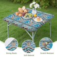 thumbnail image 4 of Blue and Orange Floral Boho Pattern Square Fitted Tablecloth with Elastic Edge,Square Table Cover,Washable Elastic Table Cover for Home Kitchen Party Decor 36"x36", 4 of 6