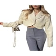 thumbnail image 1 of Blazer pour Femmes Veste à Manches Longues Col à Revers Ope Front Uni Automne Décontracté Crop Top, 1 of 7