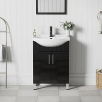 Eclife 24" Freestanding Single Bathroom Vanity with Euro Ceramic Sink, Faucet