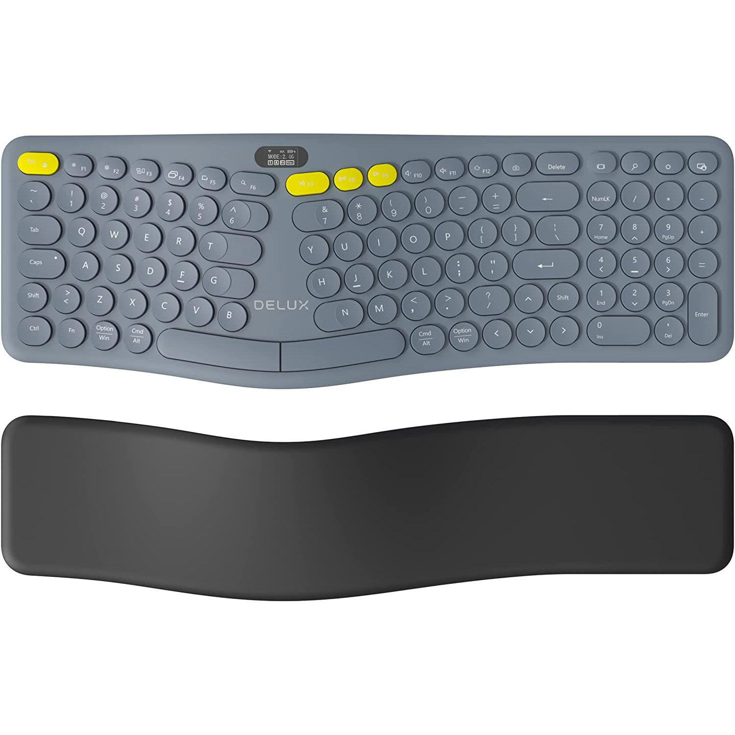 Delux Wireless Ergonomic Split Keyboard with OLED Screen