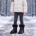 thumbnail image 6 of Kushyshoo Black Girls Snow Boots Warm Faux Fur Lined Glitter Strap Winter Shoes Lightweight with Hook-and-loop Size 4 M, 6 of 6