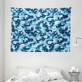thumbnail image 1 of Camouflage Tapestry, Military Infantry Marine Troops Costume Pattern Vibrant Color Palette Surreal, Wall Hanging for Bedroom Living Room Dorm Decor, 80W X 60L Inches, Blue Coconut, by Ambesonne, 1 of 2