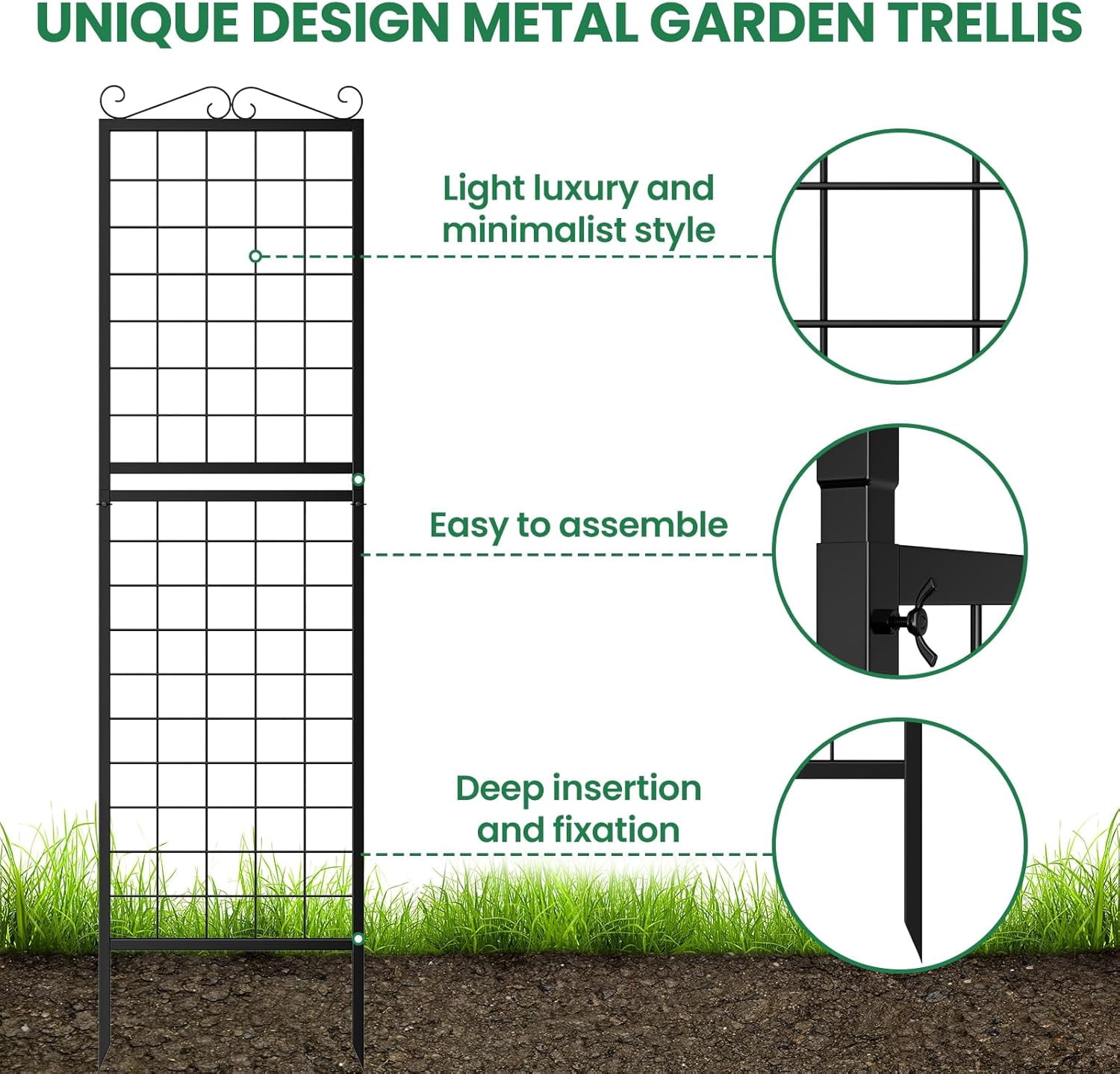 2Pack Metal Garden Trellis for Climbing Plants Outdoor, 71x20in Metal Plant Support for Flowers Tomato Cucumber Rose Vegetable Garden Courtyards Lawns Decoration, Black