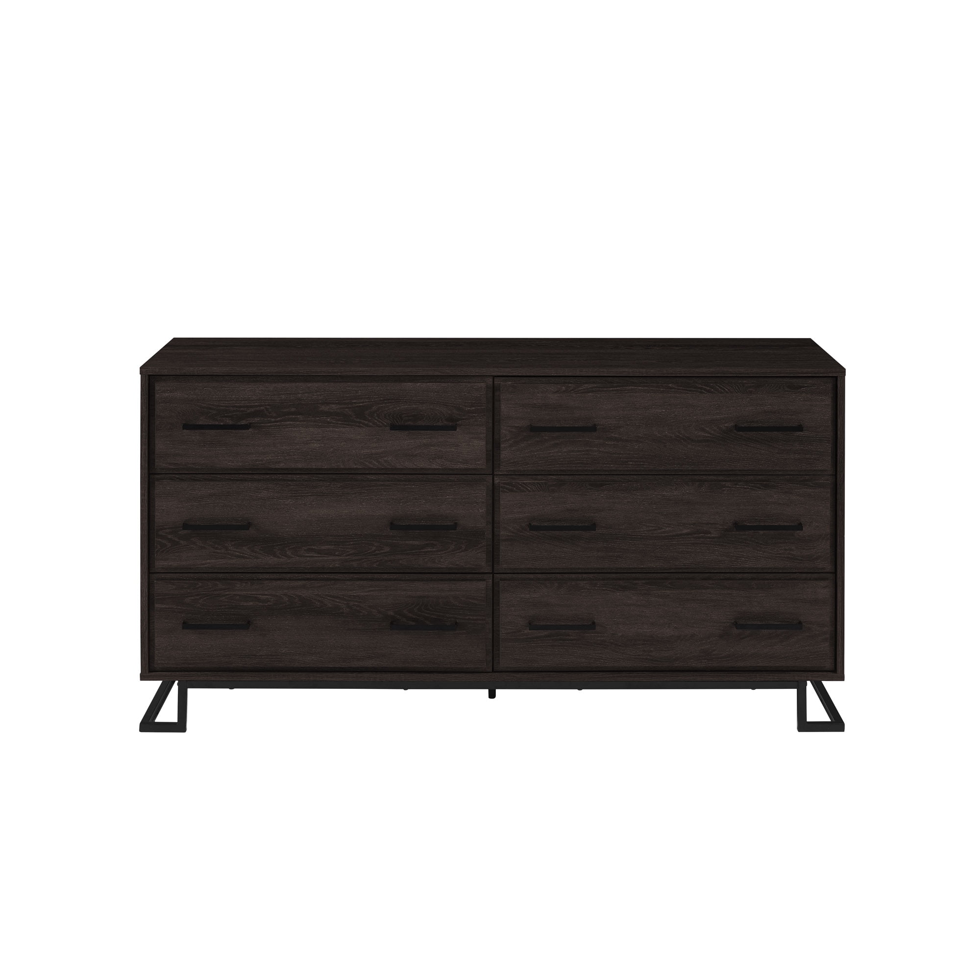 Walker Edison Contemporary Angle-Leg 6-Drawer Dresser, Charcoal