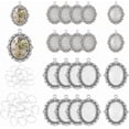 thumbnail image 1 of Bandejas ovaladas para colgantes, bandejas para engastar cabujones, colgante con bisel de cúpula en blanco y cabujones de vidrio., 1 of 9