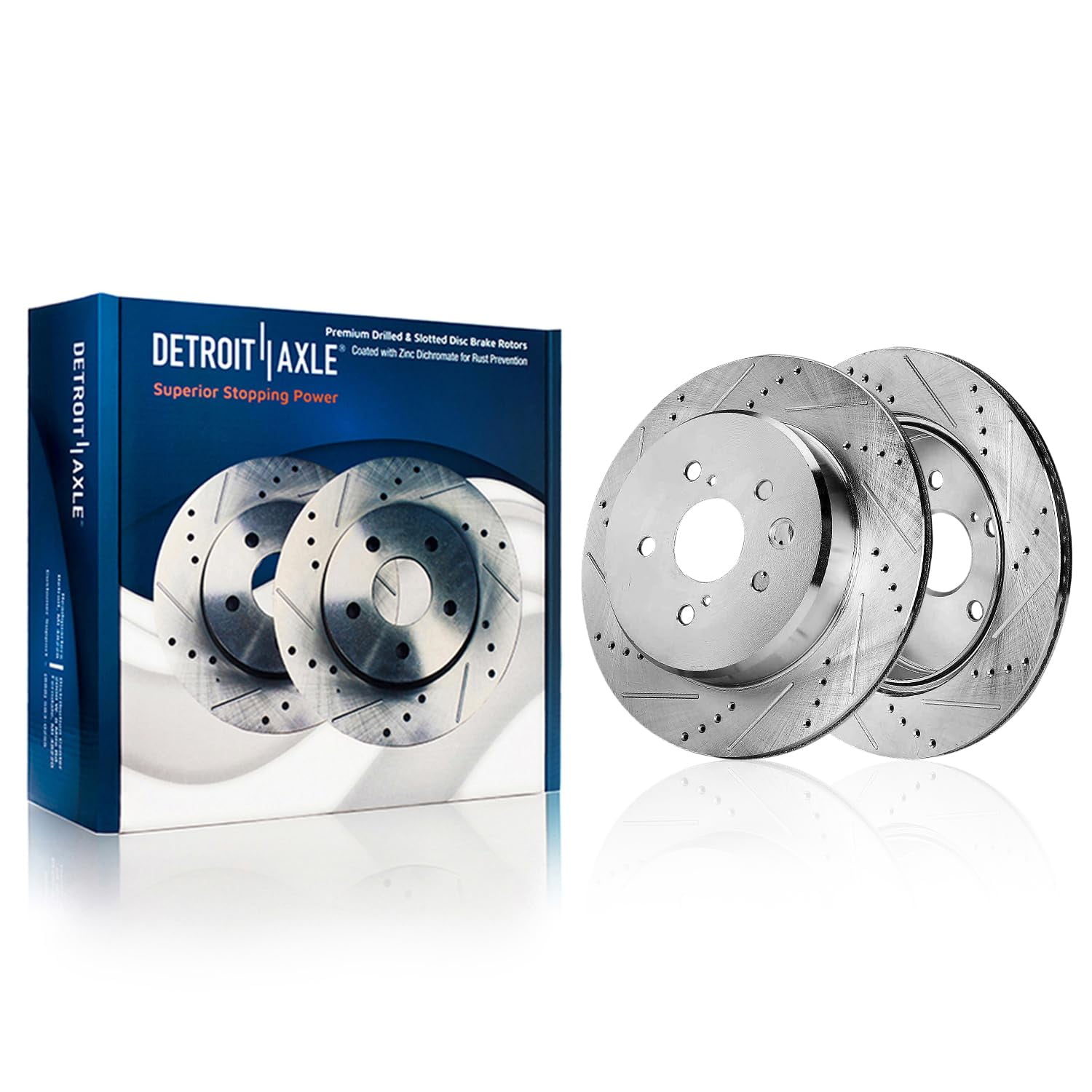 Detroit Axle - Brake Rotors for Lexus GS350 GS450h IS300 IS350 IS200t GS200t RC200t RC300 RC350, 13.15" Front and 12.20" Rear Drilled and Slotted Disc Brake Rotors Replacement