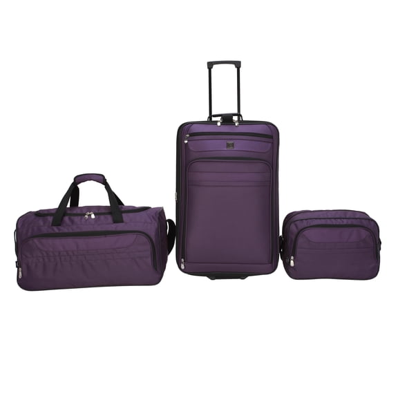 Protege Gray 3pc Travel Luggage Set 24" Check Bag, 22" Duffel, & Boarding Tote