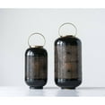 3R Studios Black Punched Metal Lantern with Brass Handle